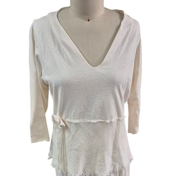 Rare VTG Christine Damen Cream Cotton Linen Maxi Skirt Set Fray/Fringe  Sz M/L - Picture 3 of 8